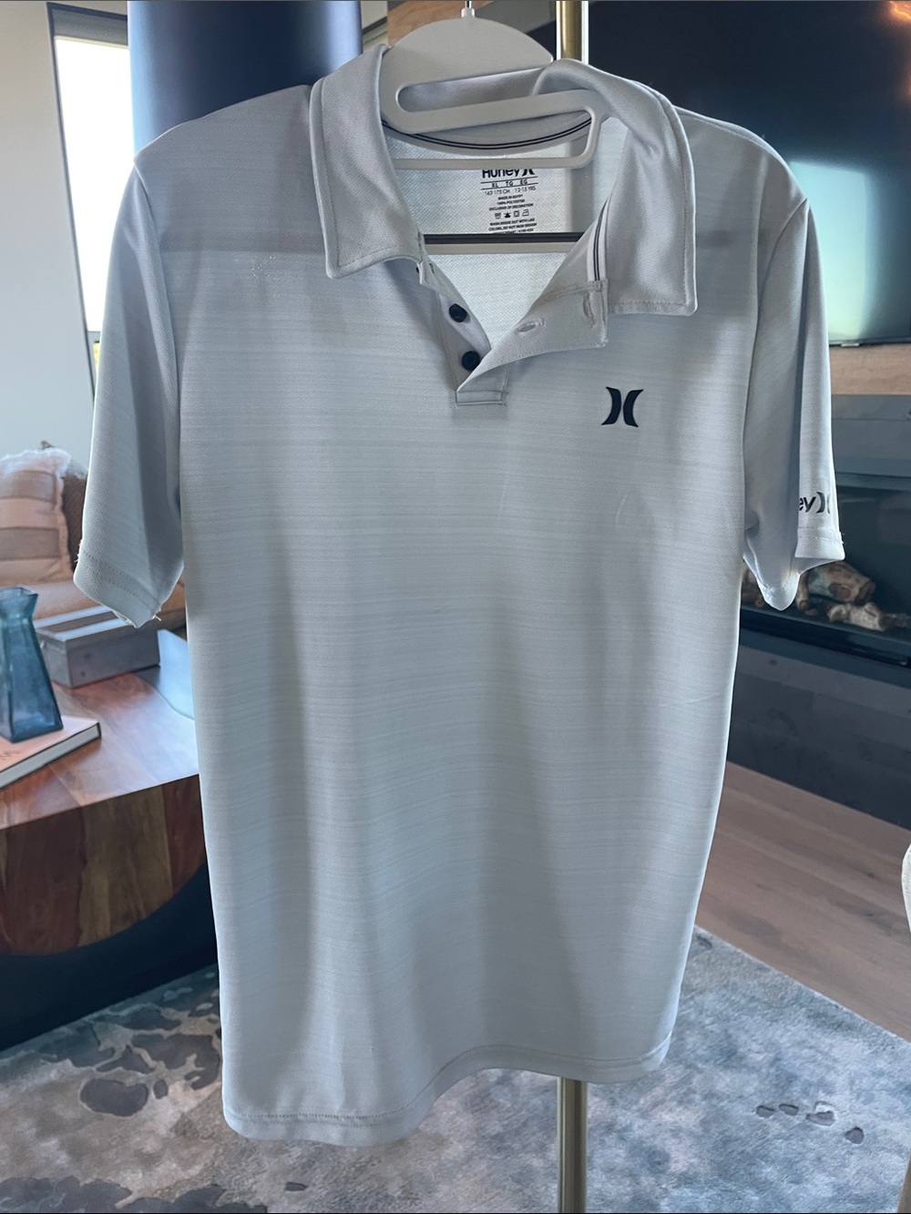 Hurley Youth Light Gray Performance Polo with Subtle Logo